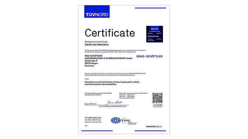 Certificate quality-assurance system according to DIN EN ISO 9001.