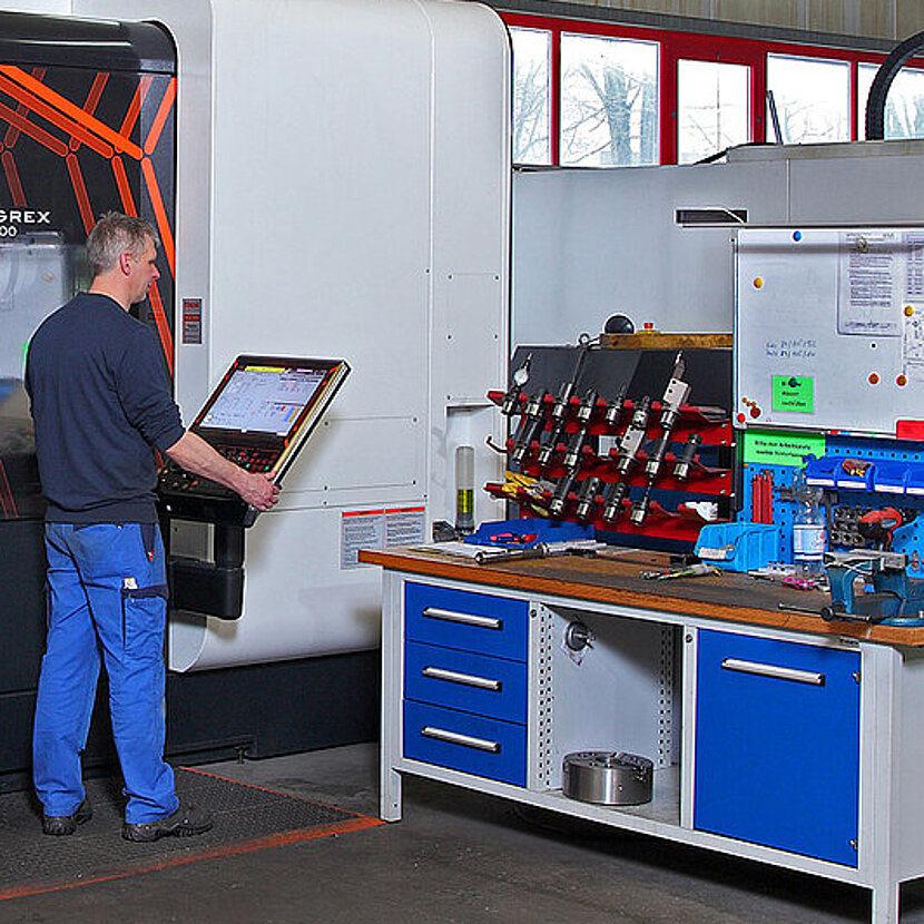 Arbeitsbereich in der mechanischen Bearbeitung.