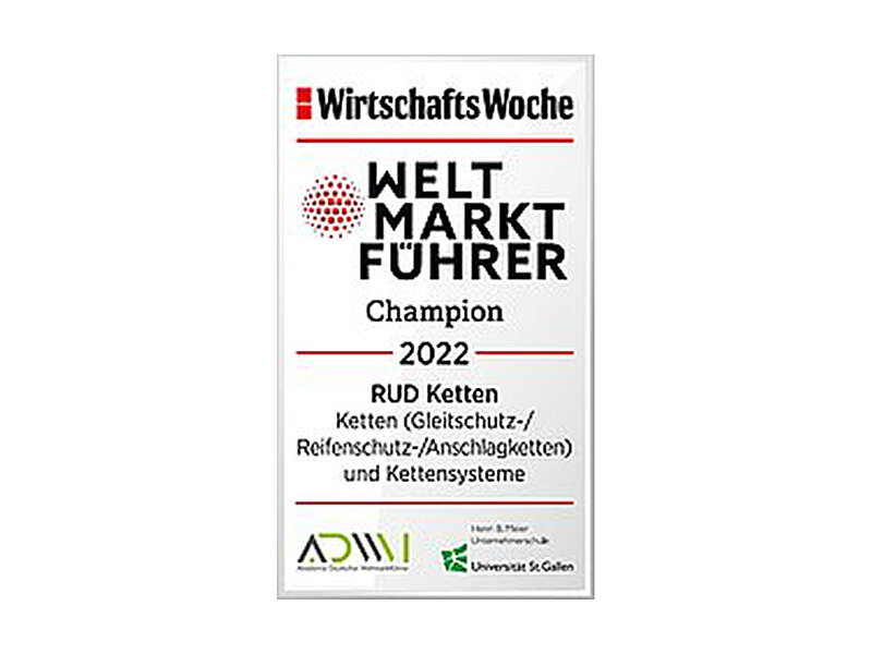 RUD gehört zu den 500 heimlichen Weltmarktführern 2022. Die WirtschaftsWoche, das führende Wirtschaftsmagazin in Deutschland, hat die 500 heimlichen Weltmarktführer 2022 gekürt.